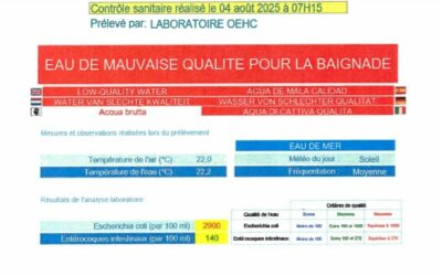 Interdiction temporaire de baignade à Taverna