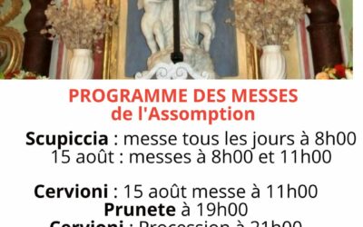 Programme des messes – Assomption et Saint Roch